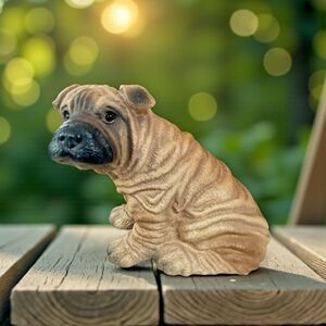 Vtg 1992 Universal Statuary Lifelike Sitting Shar-Pei Dog Sculpture 4.5” Tall